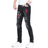 Embroidery Printed Jeans Mid Waist Men's Patch Straight Pants